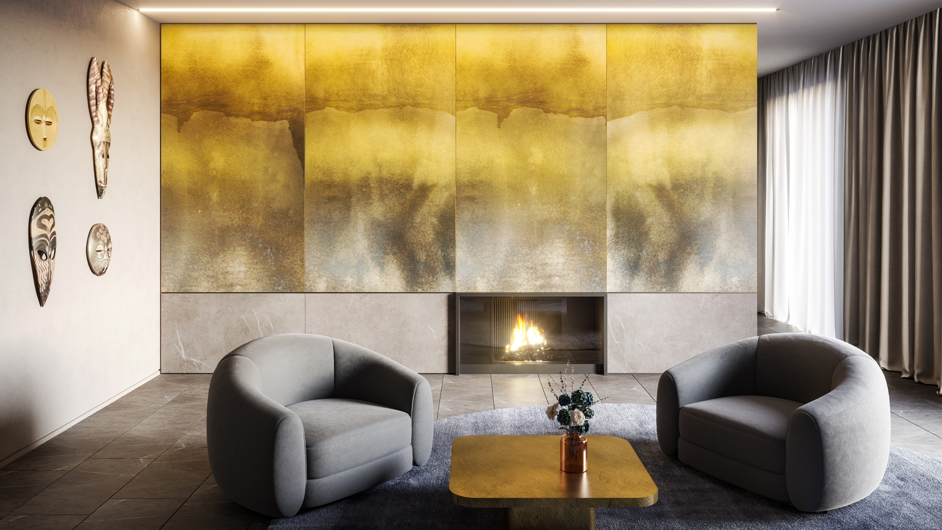 CONTEMPORARY WALL COVERING DECORATED WITH GARGANO FINISH